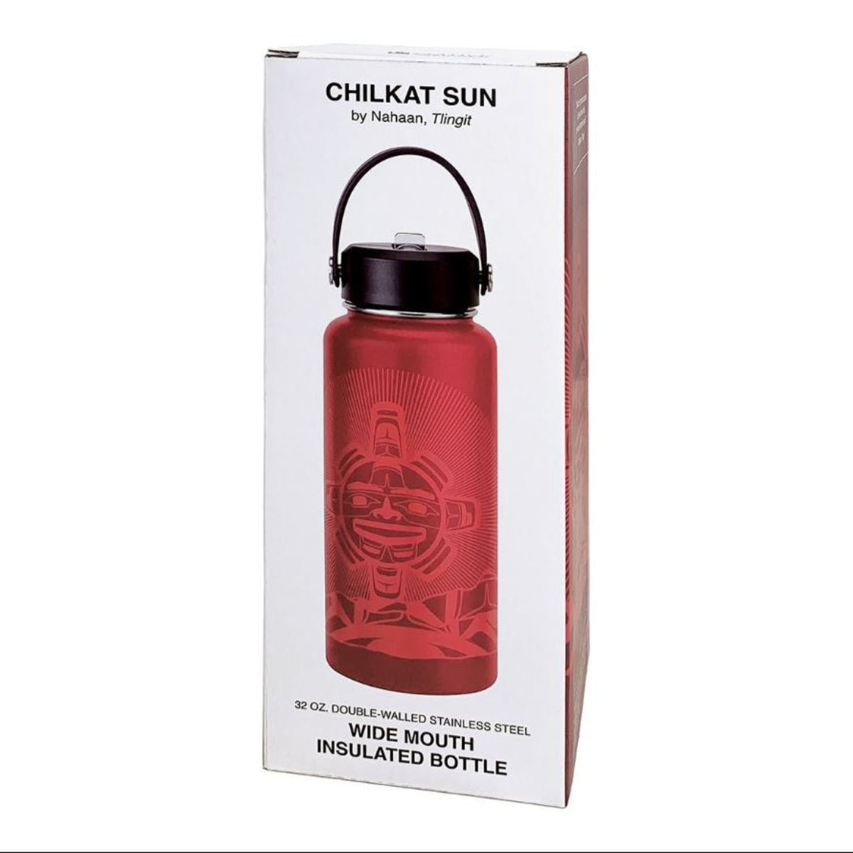 Bouteille isolée, 32 oz, Soleil Chikat par Nahaan Tlingit - Boutique Equinoxe