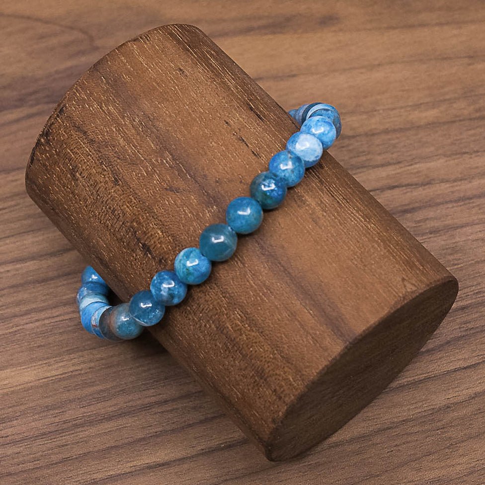 Bracelet En Apatite Bleue - Sans Fermoir - Longueur 17-18 Cm - Neuf Avec étiquettes