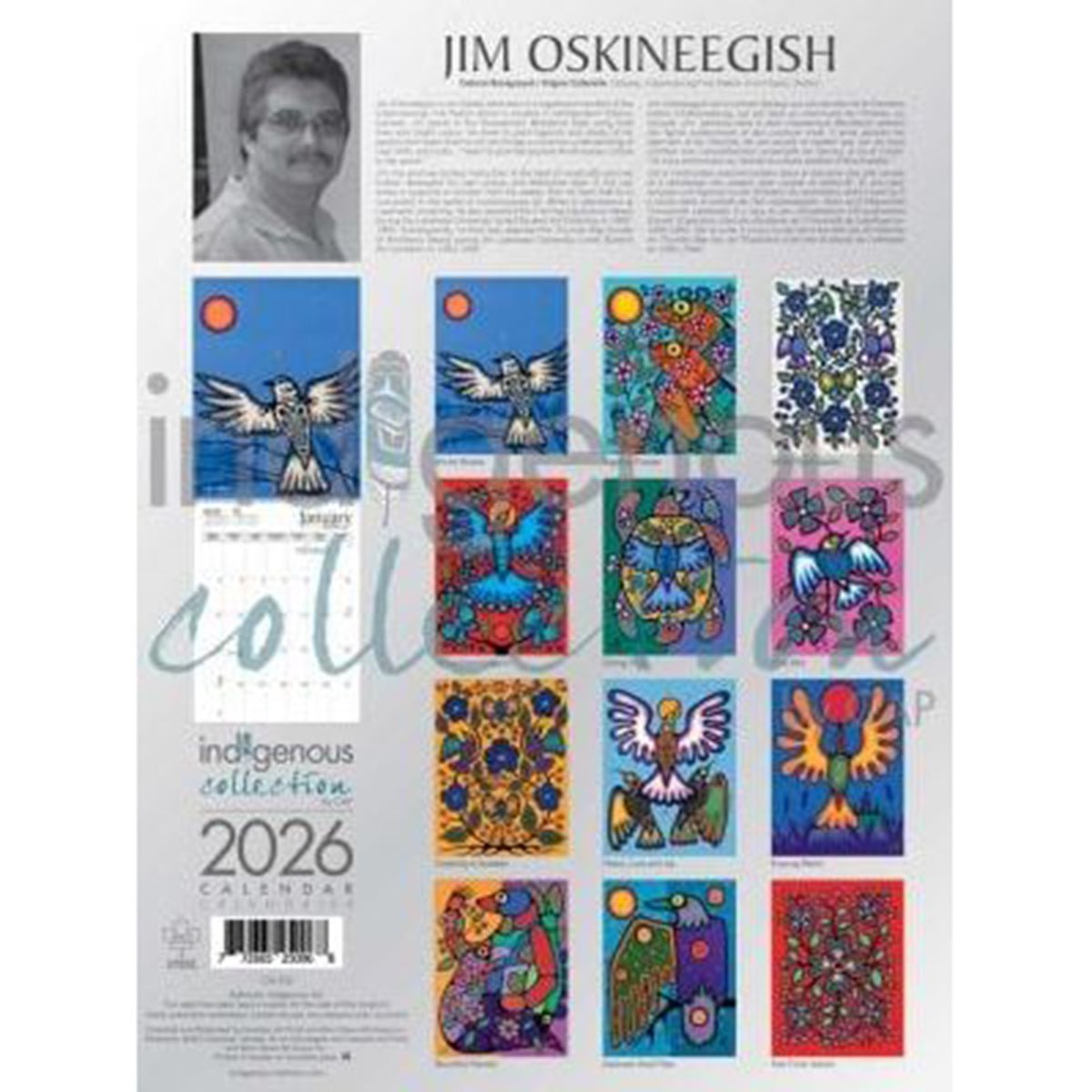 Calendrier 2026, Peintures par Jim Oskineegish, art autochtone - Boutique Equinoxe