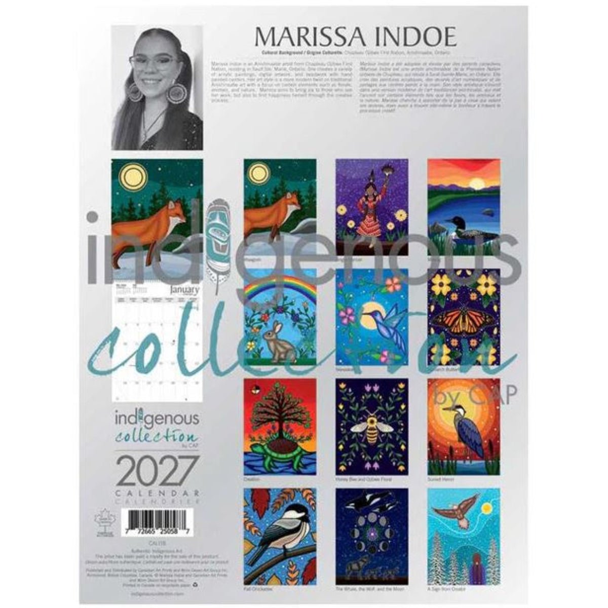 Calendrier 2027 par Marissa Indoe, art autochtone - Boutique Equinoxe