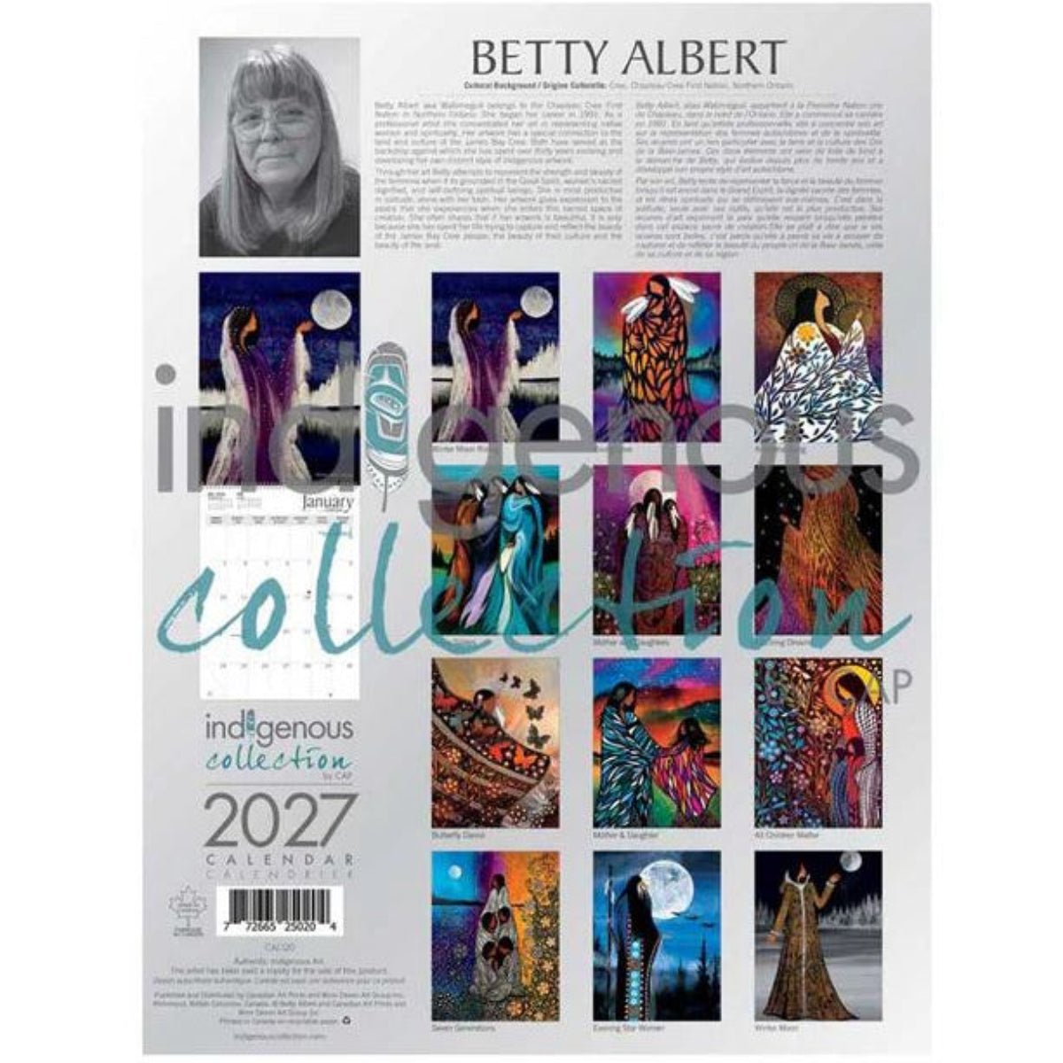 Calendrier 2027, Peintures par Betty Albert, art autochtone - Boutique Equinoxe