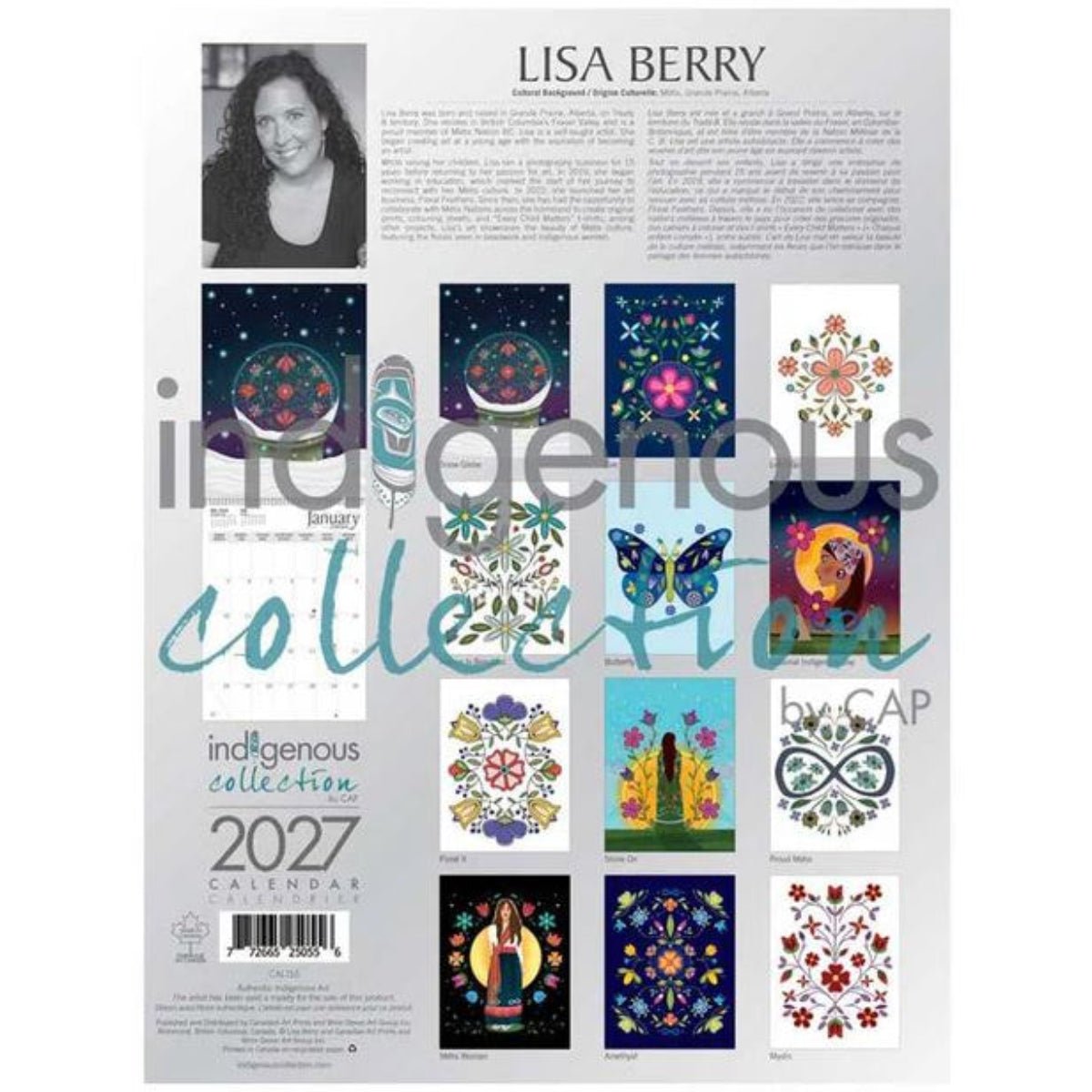 Calendrier 2027, Peintures par Lisa Berry, art autochtone - Boutique Equinoxe