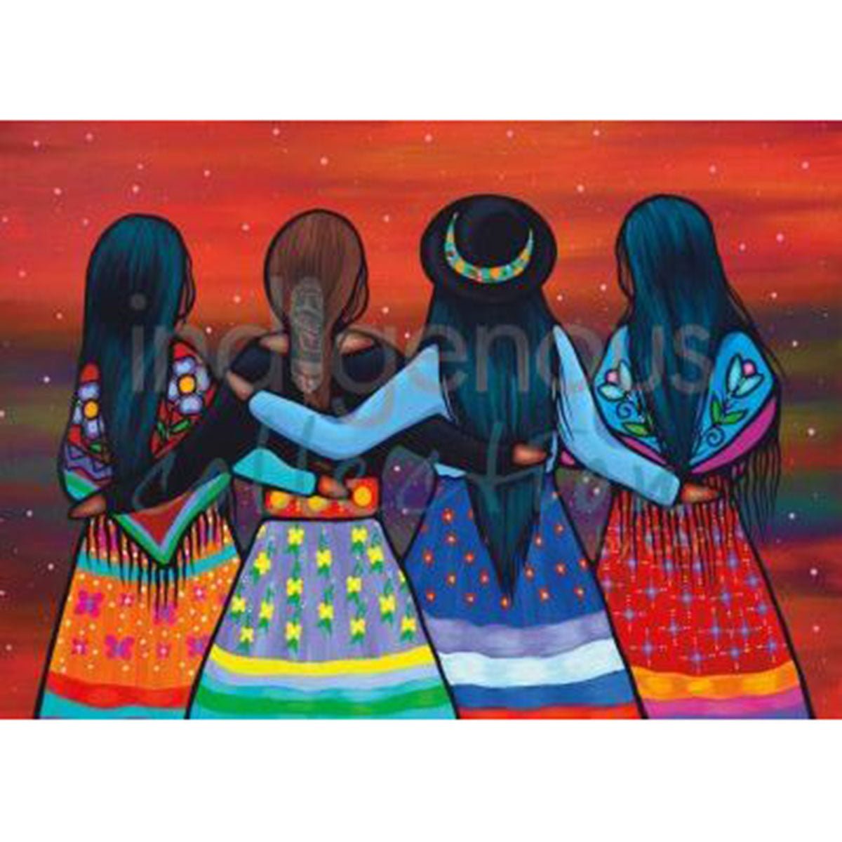 Carte de souhait Les Sœurs par Jackie Traverse, art autochtone - Boutique Equinoxe