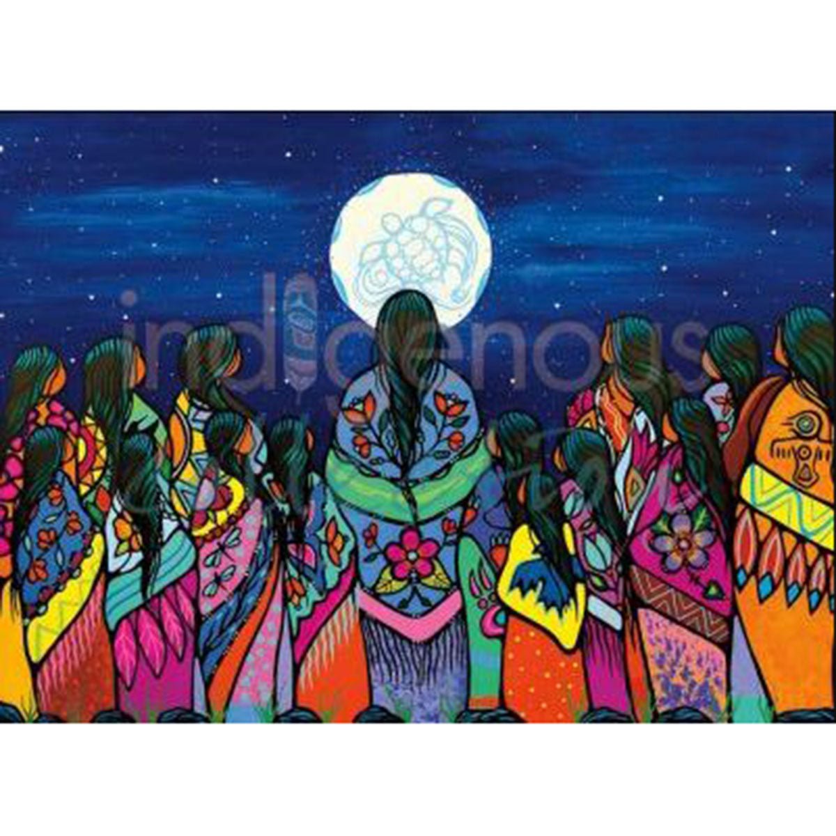 Carte de souhait Pleine Lune par Jackie Traverse, art autochtone - Boutique Equinoxe