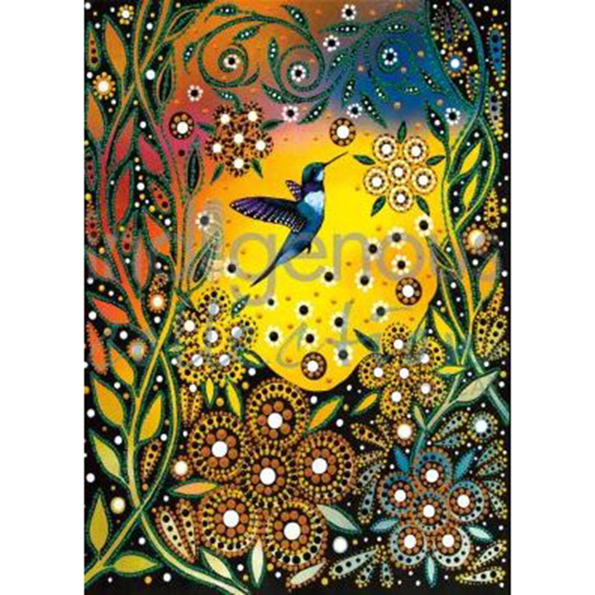 Carte de Souhaits, Colibris et fleurs de Betty Albert - Boutique Equinoxe