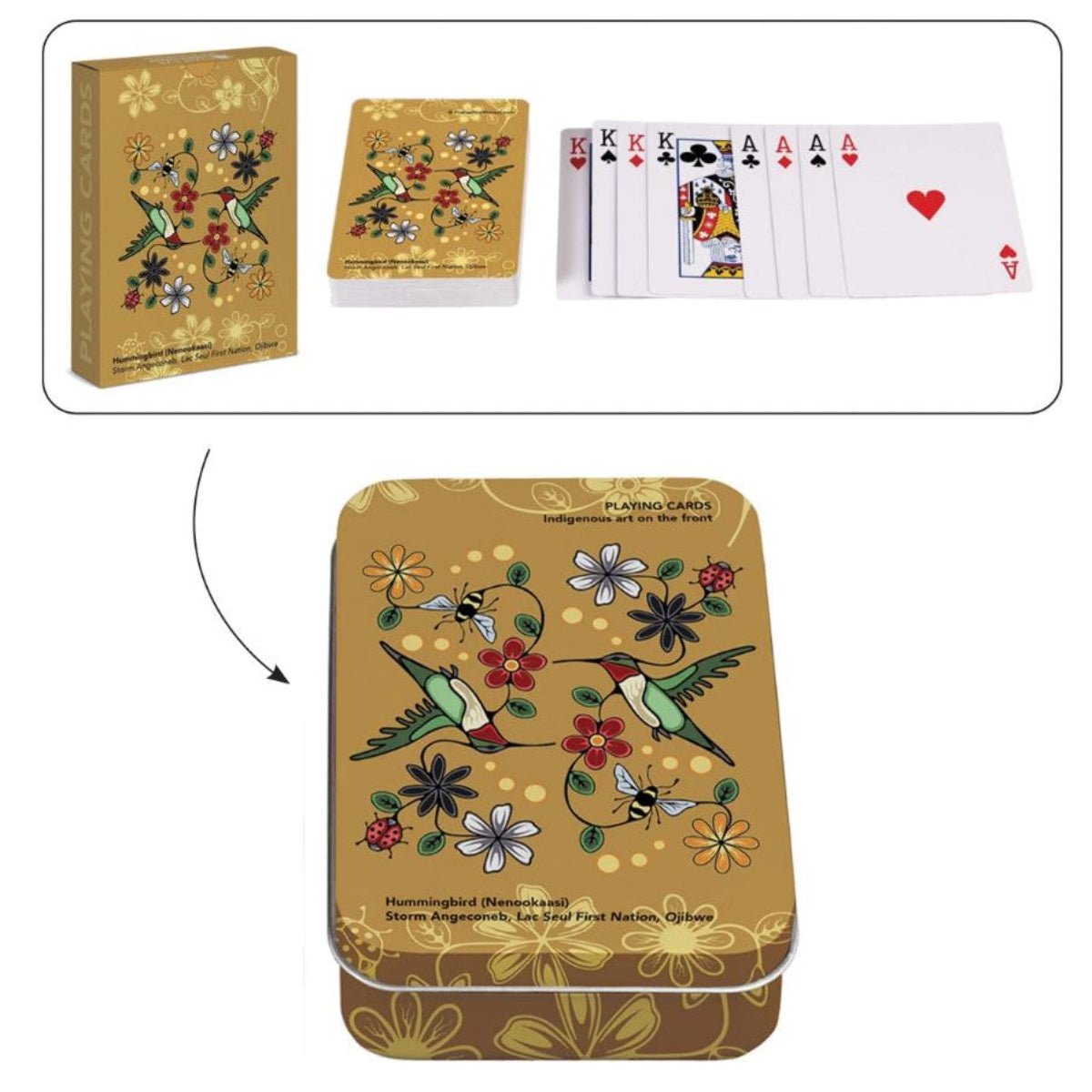 Cartes à jouer, Colibri, Nenookaasi de Storm Angeconeb - Boutique Equinoxe