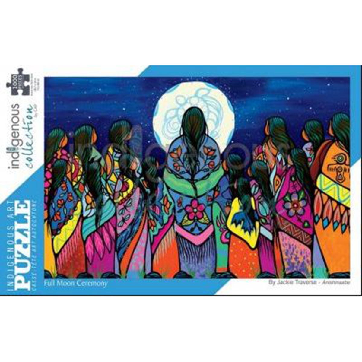 Casse - tête Pleine Lune de Jackie Traverse, 1000 mcx. Image d'artiste autochtone - Boutique Equinoxe
