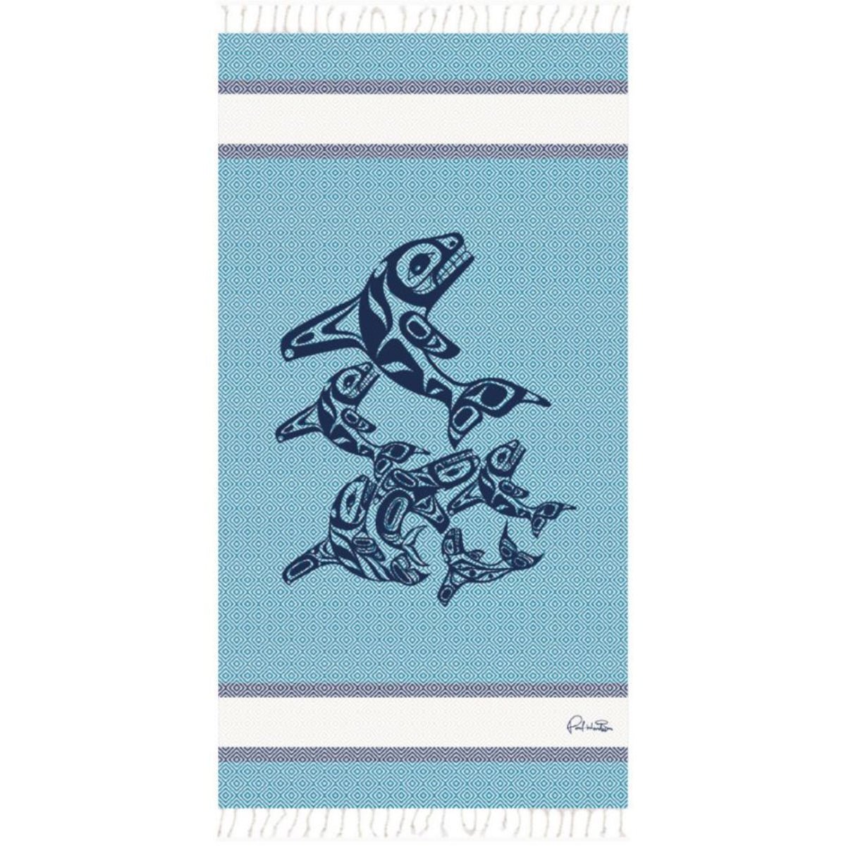 Châle / Serviette de bain en coton, art autochtone - Boutique Equinoxe