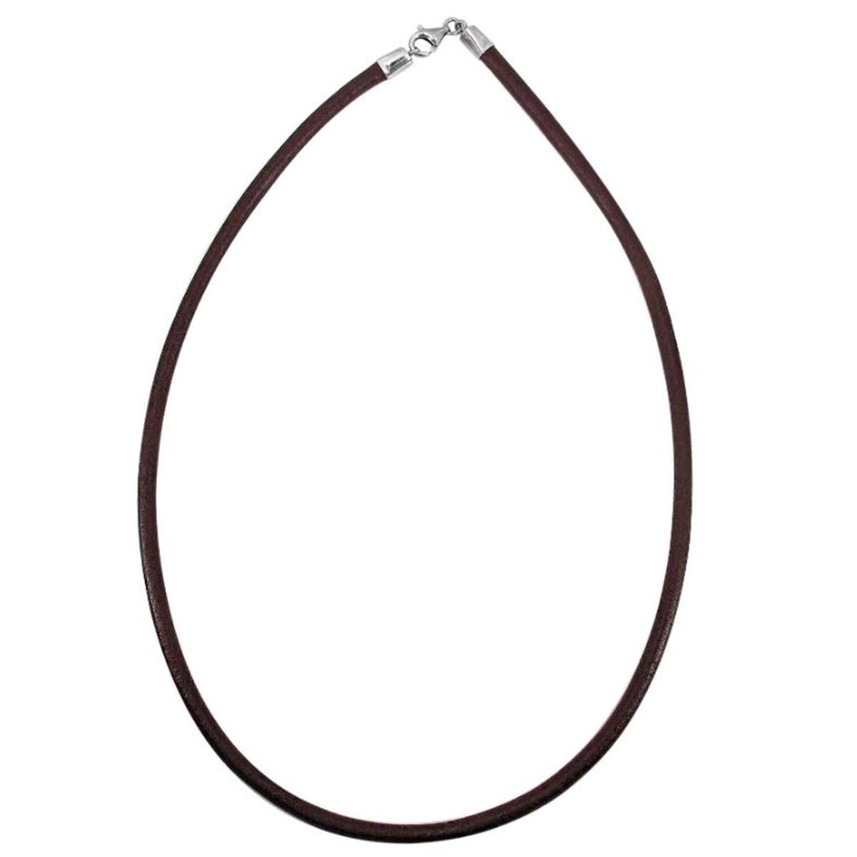 Cordon en cuir avec attache en argent sterling, brun - Boutique Equinoxe