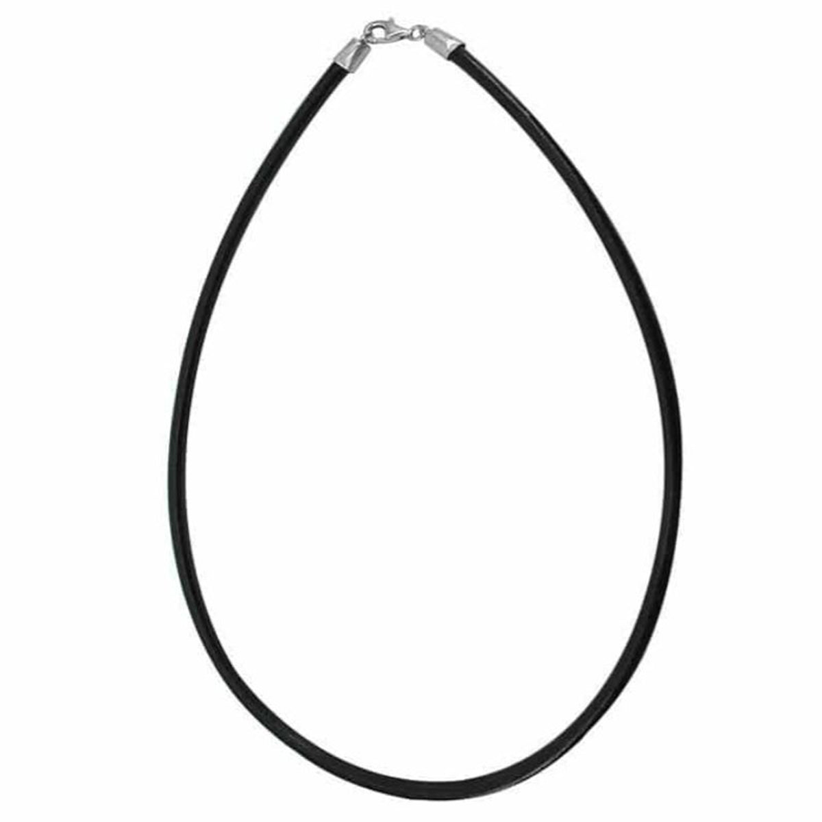 Cordon en cuir avec attache en argent sterling, noir - Boutique Equinoxe