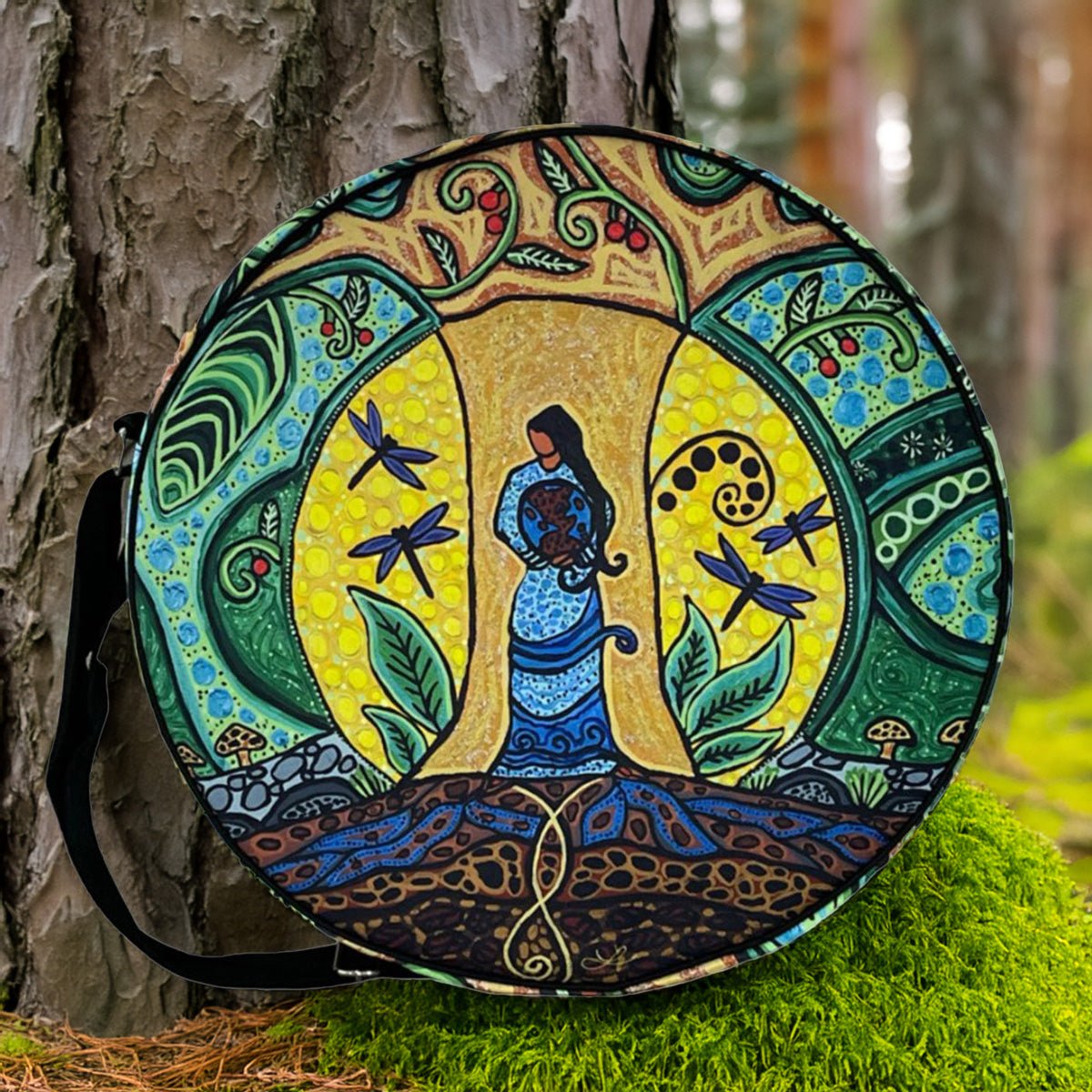 Drum bag/sac pour tambour, Femme Forte de la Terre - Boutique Equinoxe