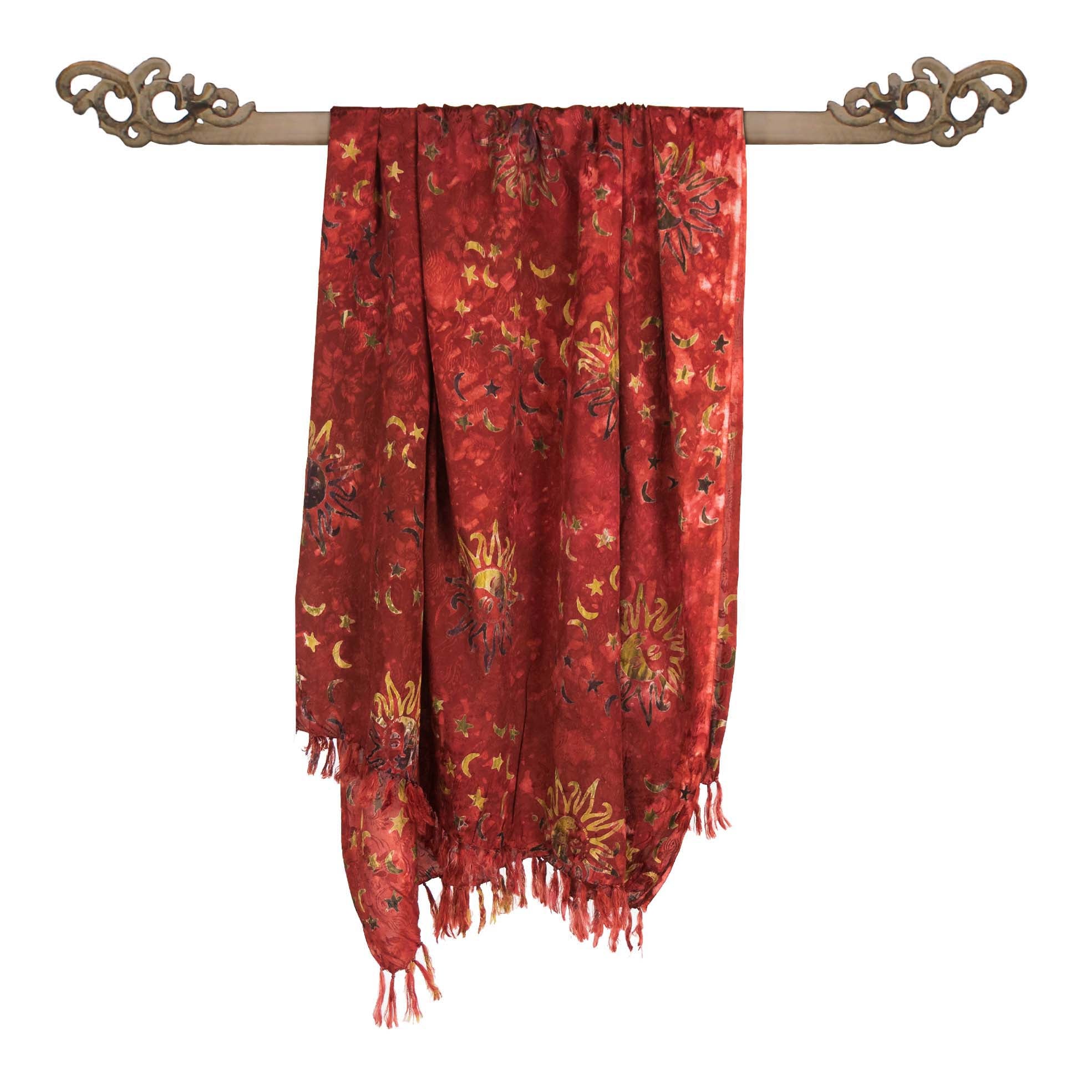 Paréo batik rouille soleils jacquard - Boutique Equinoxe