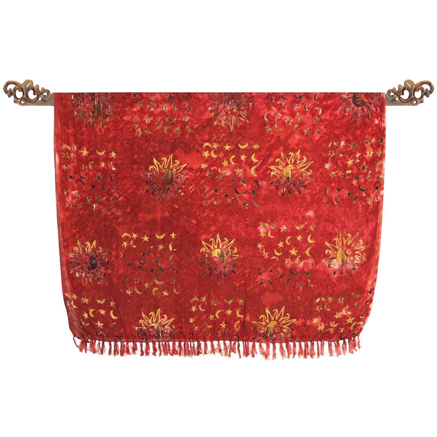 Paréo batik rouille soleils jacquard - Boutique Equinoxe