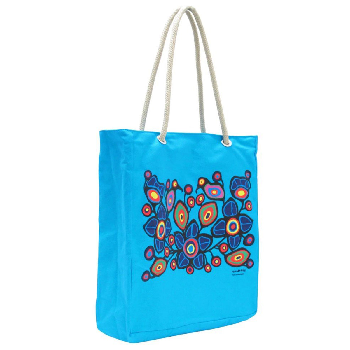 Sac d'art Autochtone en coton Eco, Fleurs et Oiseaux - Boutique Equinoxe