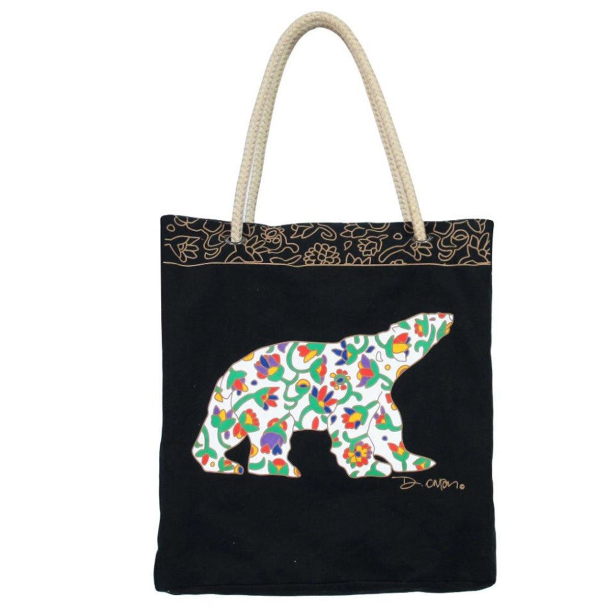 Sac d'art Autochtone en Coton Eco, Ours du Printemps - Boutique Equinoxe