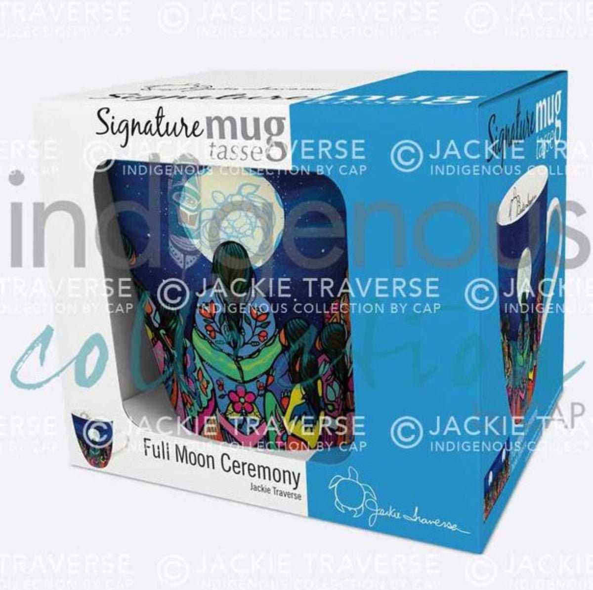 Tasse Cérémonie de Pleine Lune par Jackie Traverse, art autochtone - Boutique Equinoxe