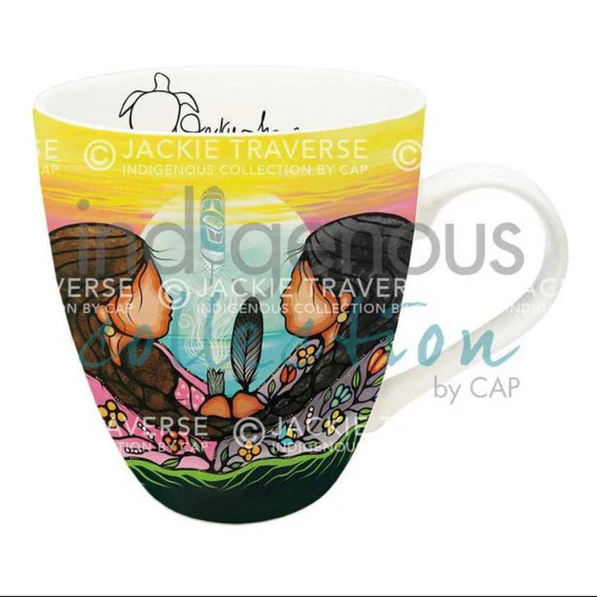 Tasse Partage de Connaissances par Jackie Traverse, art autochtone - Boutique Equinoxe