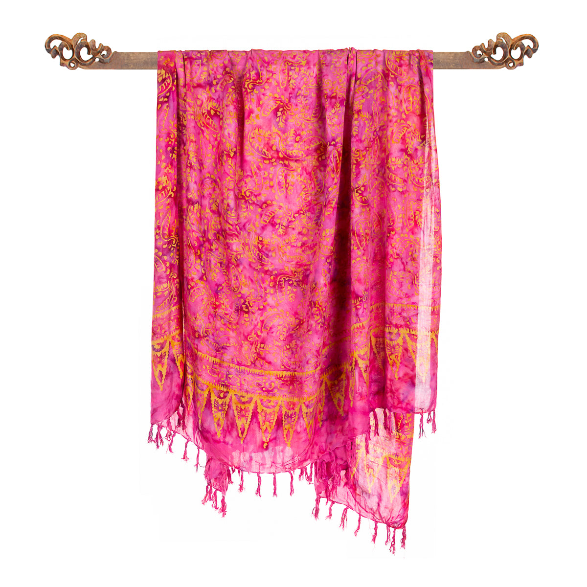 Paréo Rouge et doré en batik.