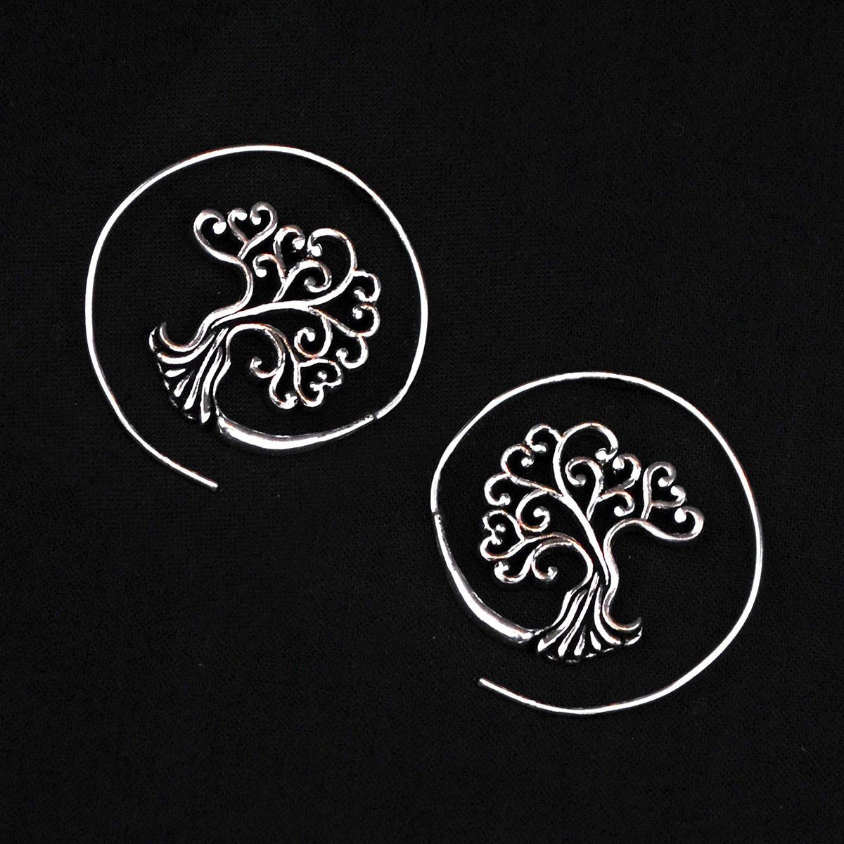 Boucle d'oreille arbre de vie spirale en laiton - Boutique Equinoxe