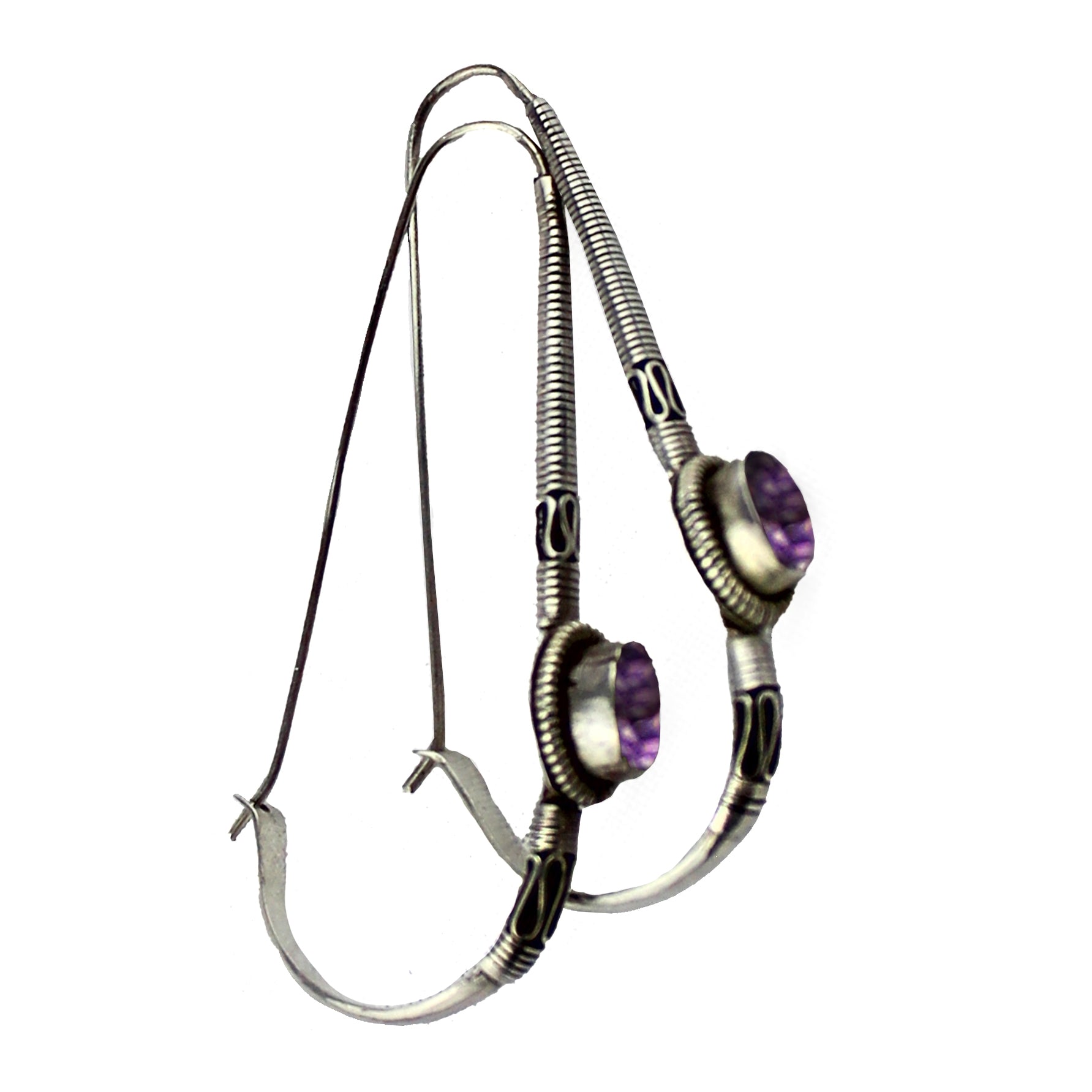 Boucle d`oreille Argent et Améthyste - Boutique Equinoxe