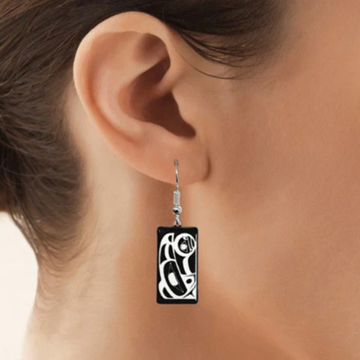 Boucles d'oreille Corbeau, Art Amérindien. - Boutique Equinoxe