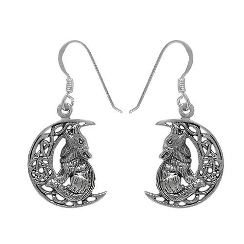 Boucles d'oreille Loup et Lune croissante - Boutique Equinoxe