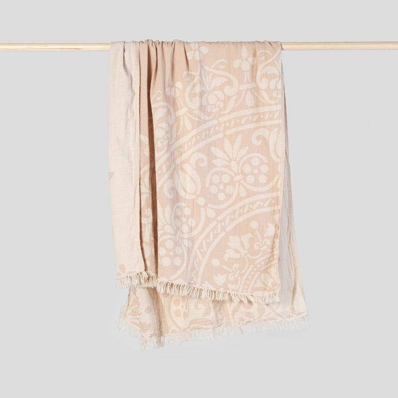 Châle / Serviette de bain turque, Leonora Beige - Boutique Equinoxe