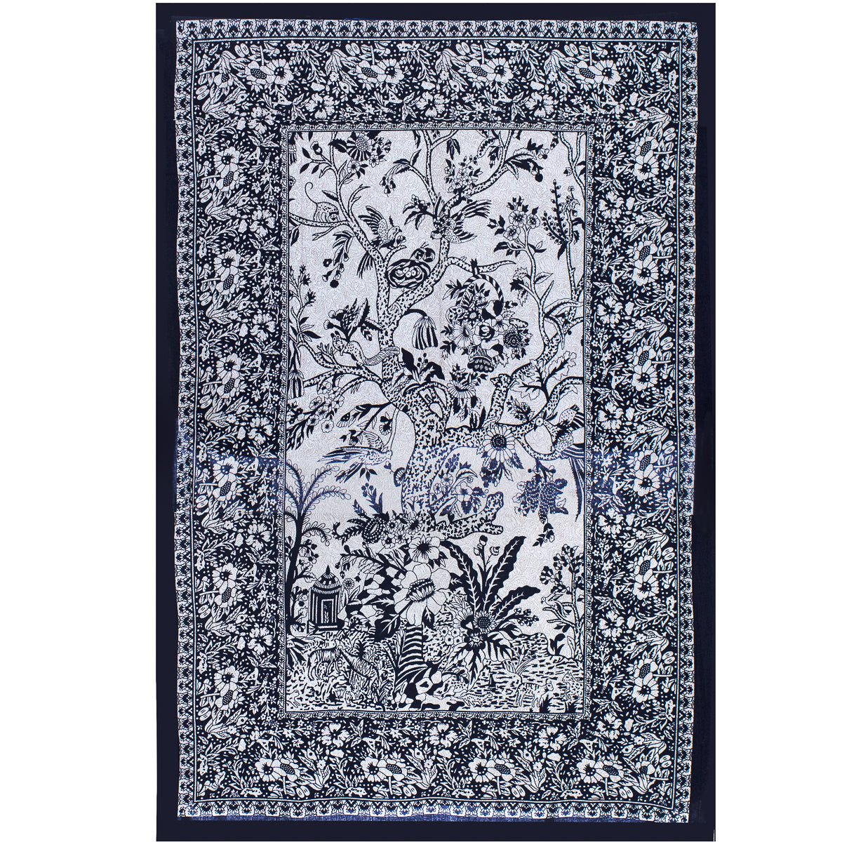 Couvre lit 100% coton, fleurs et oiseaux - Boutique Equinoxe