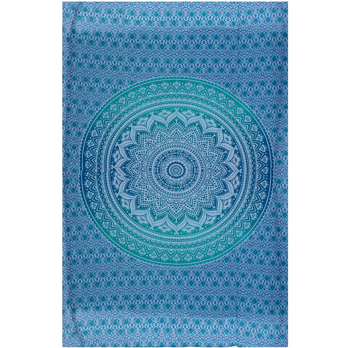 Couvre lit 100% coton, Mandala bleu - Boutique Equinoxe