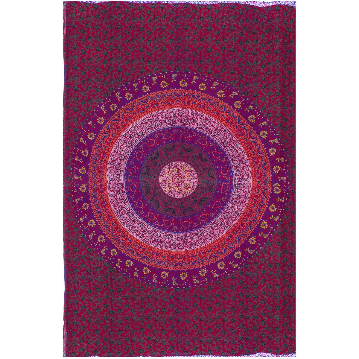 Couvre lit 100% coton, Mandala bourgogne - Boutique Equinoxe