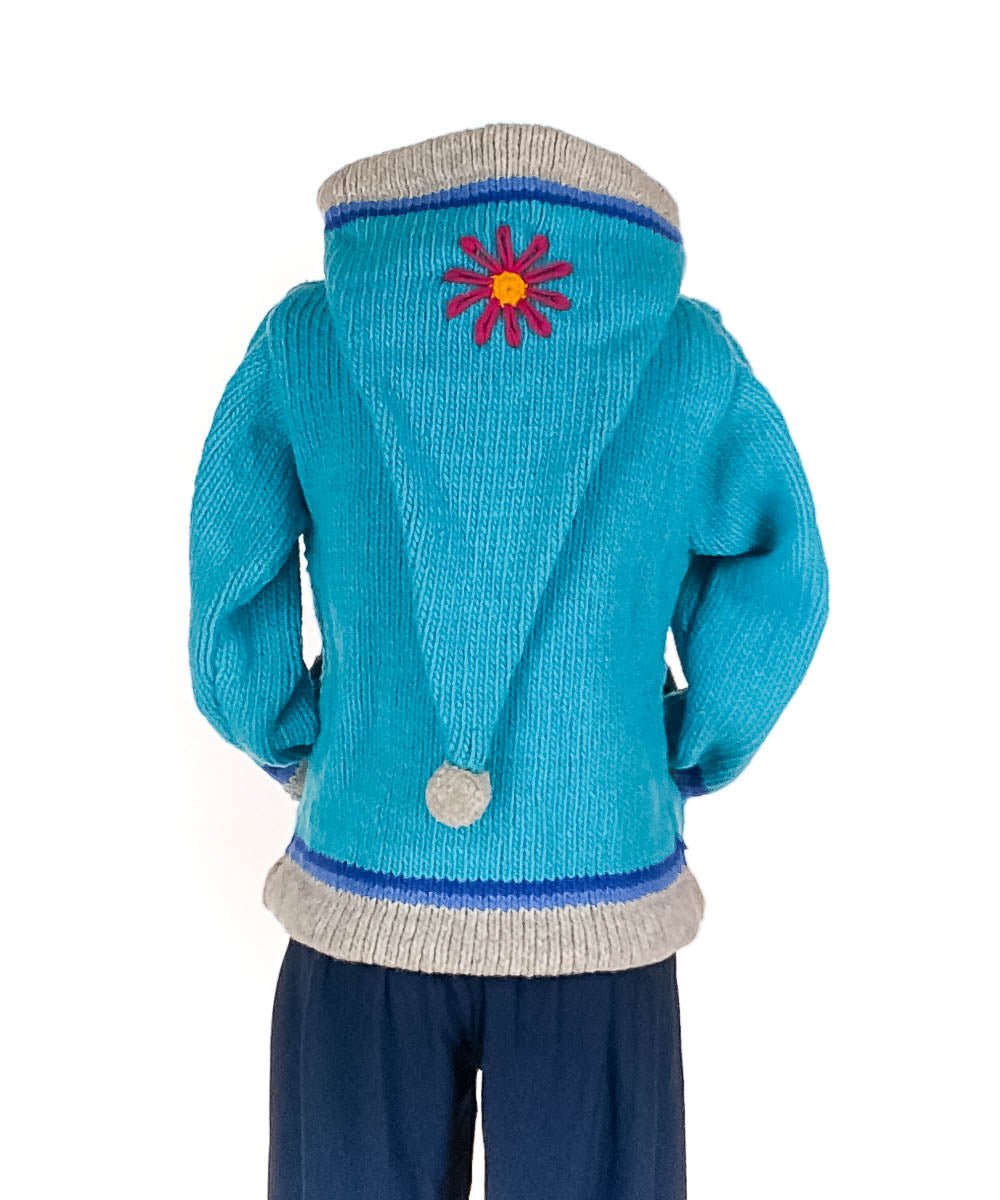 Gilet en Laine pour Enfants de l'Équateur, Turquoise - Boutique Equinoxe