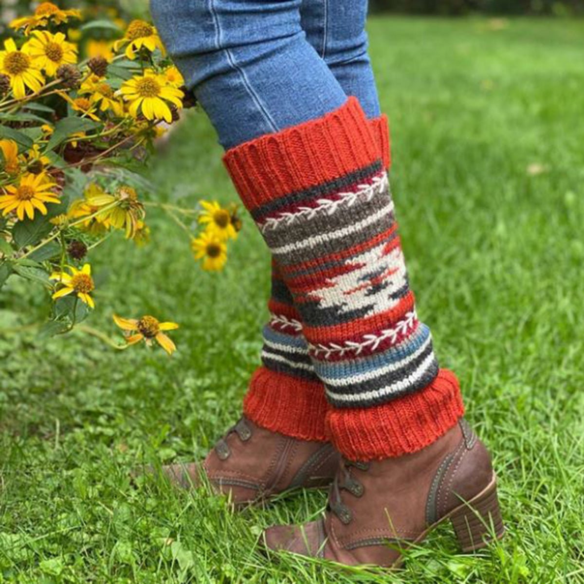 Jambières en laine brodées. Guêtres. - Boutique Equinoxe
