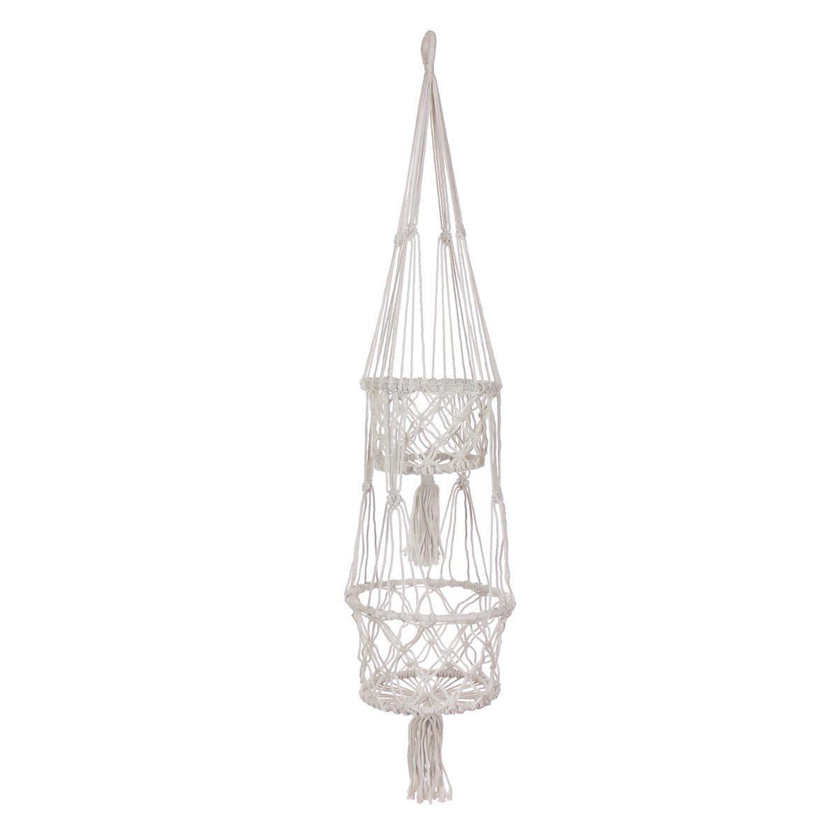 Jardinière en Macramé, Grande, Double En Coton - Boutique Equinoxe