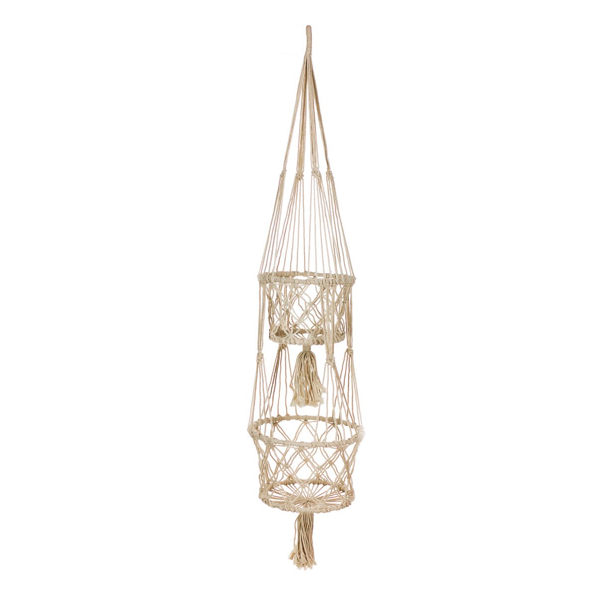 Jardinière en Macramé, Grande, Double En Coton - Boutique Equinoxe