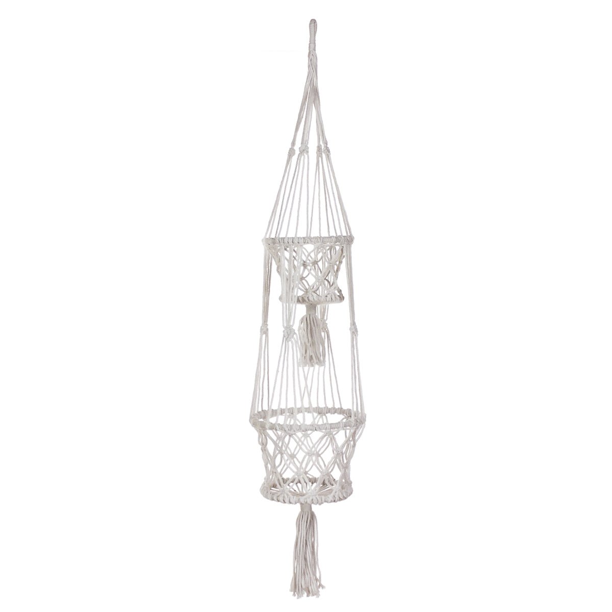 Jardinière en Macramé, Moyenne, Double En Coton - Boutique Equinoxe