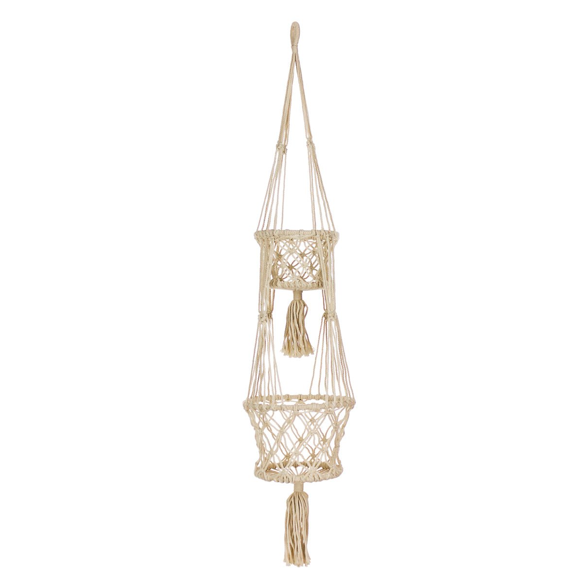 Jardinière en Macramé, Moyenne, Double En Coton - Boutique Equinoxe