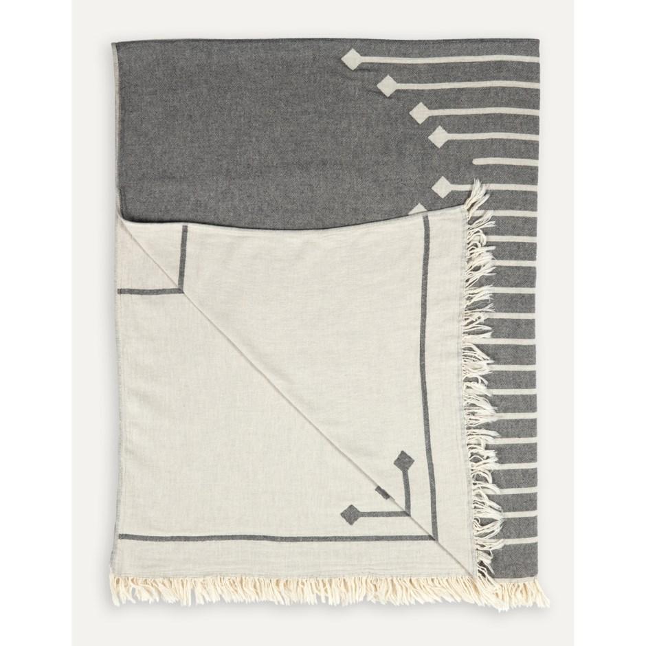 Jeté / Serviette de bain turque XL, Flèches gris et blanc - Boutique Equinoxe