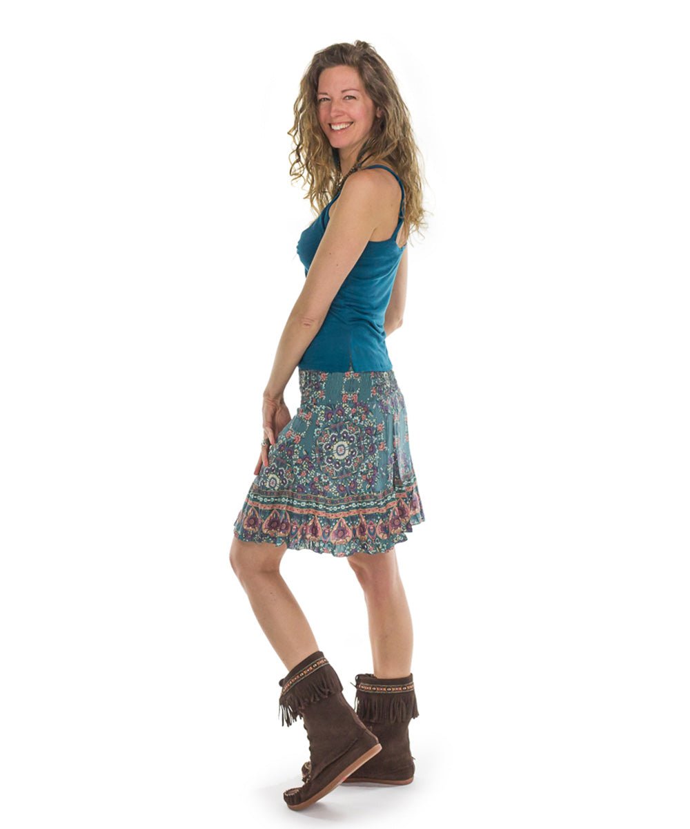 Jupe courte à volants fleurie - Boutique Equinoxe