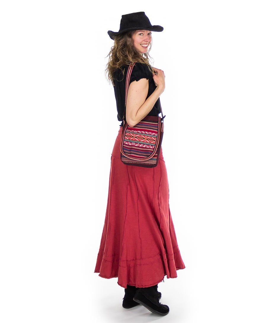 Jupe longue évasée en coton flammé - Boutique Equinoxe
