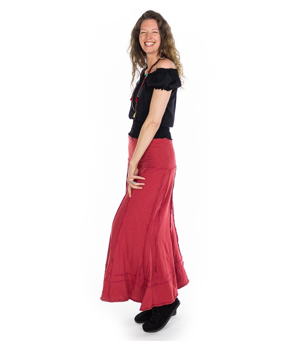 Jupe longue évasée en coton flammé - Boutique Equinoxe