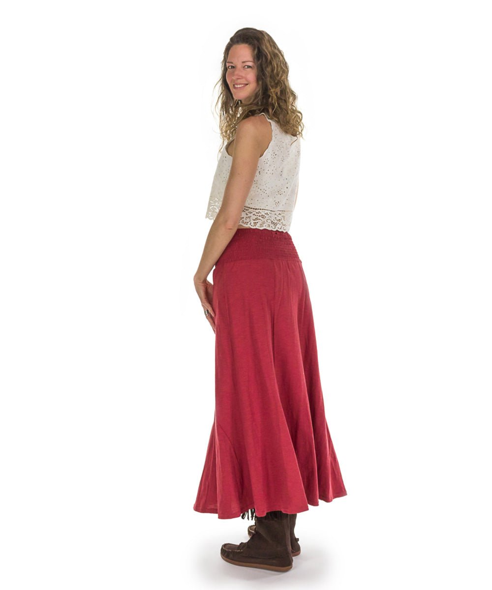 Jupe longue évasée en coton flammé, taille élastique - Boutique Equinoxe