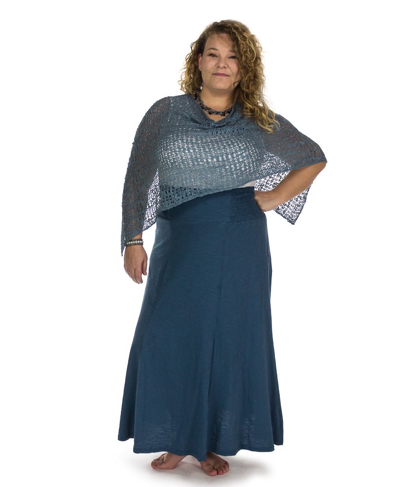 Jupe longue évasée en coton flammé, taille élastique - Boutique Equinoxe