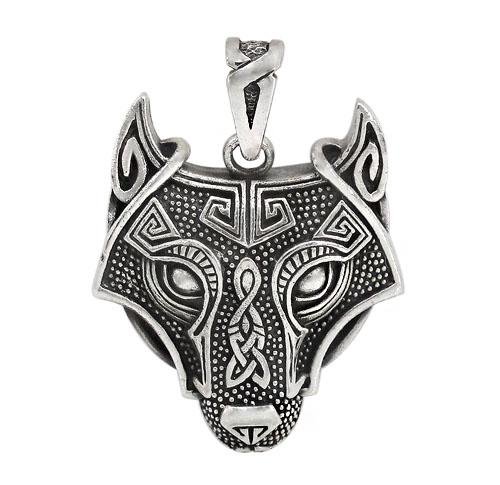 Loup, pendentif en argent