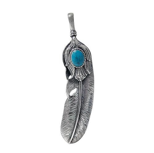 Plume, Pendentif avec turquoise - Boutique Equinoxe