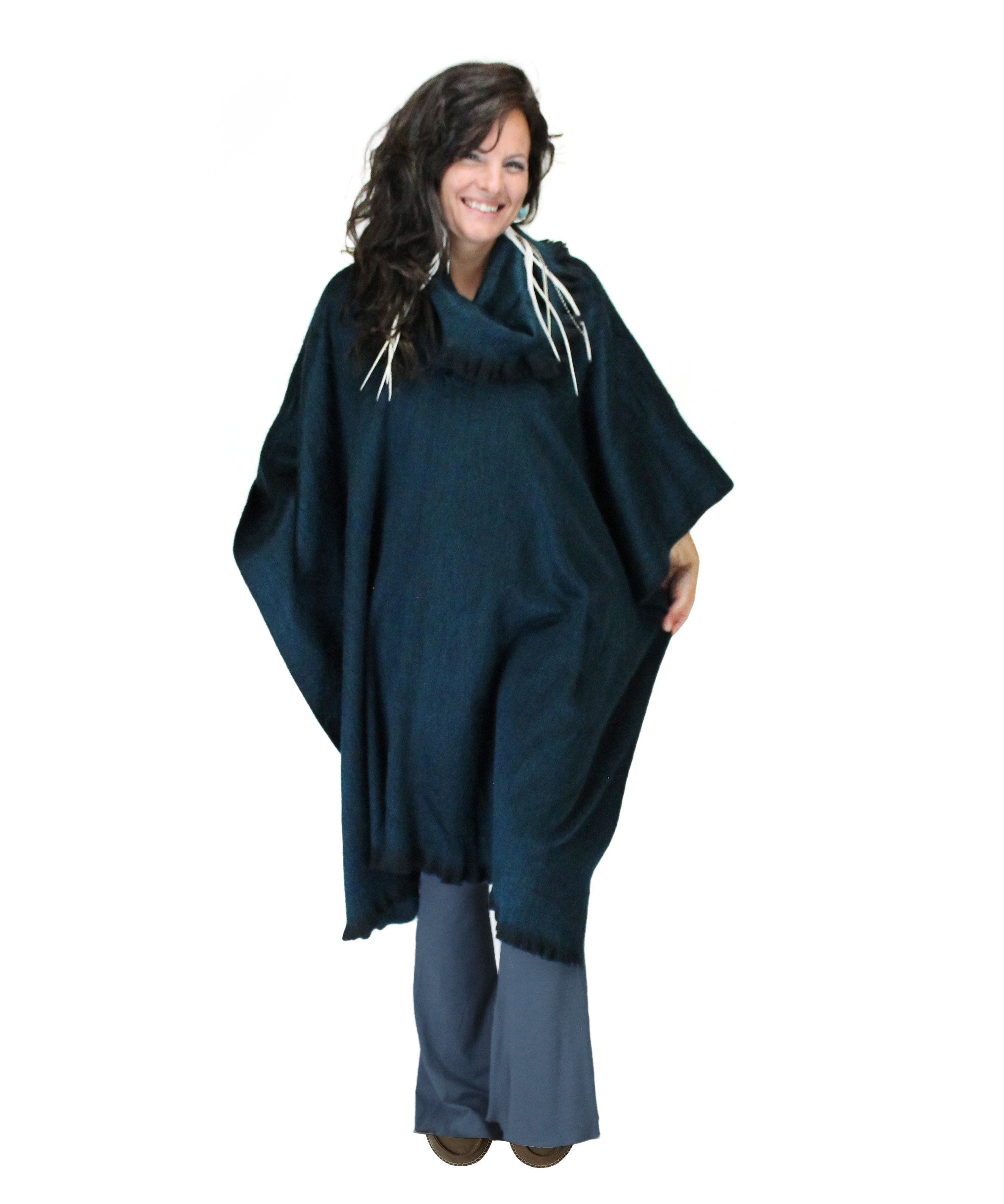 poncho-cape-a-col-mélange-alpaga | boutique-equinoxe