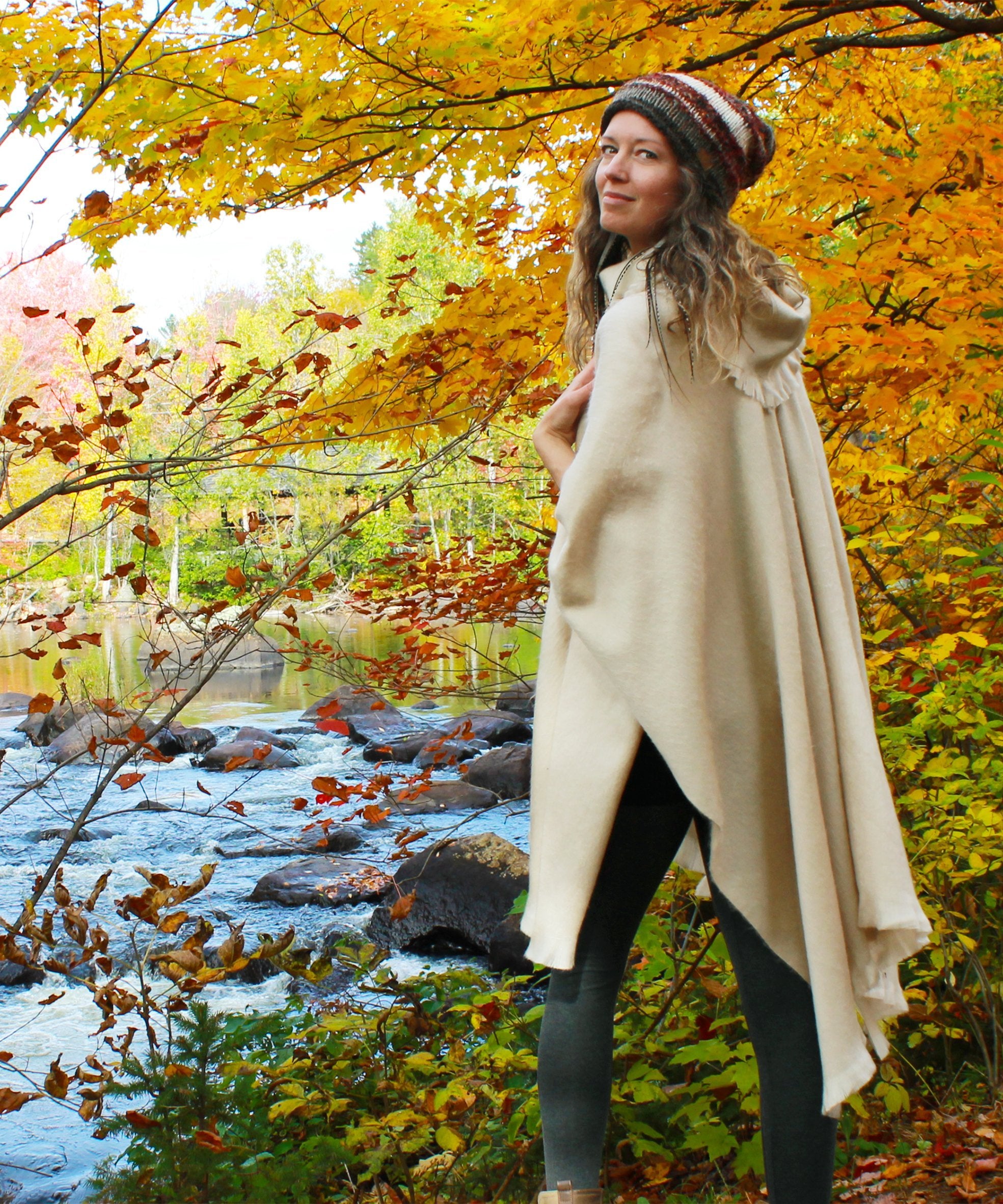 poncho-cape-a-col-mélange-alpaga | boutique-equinoxe