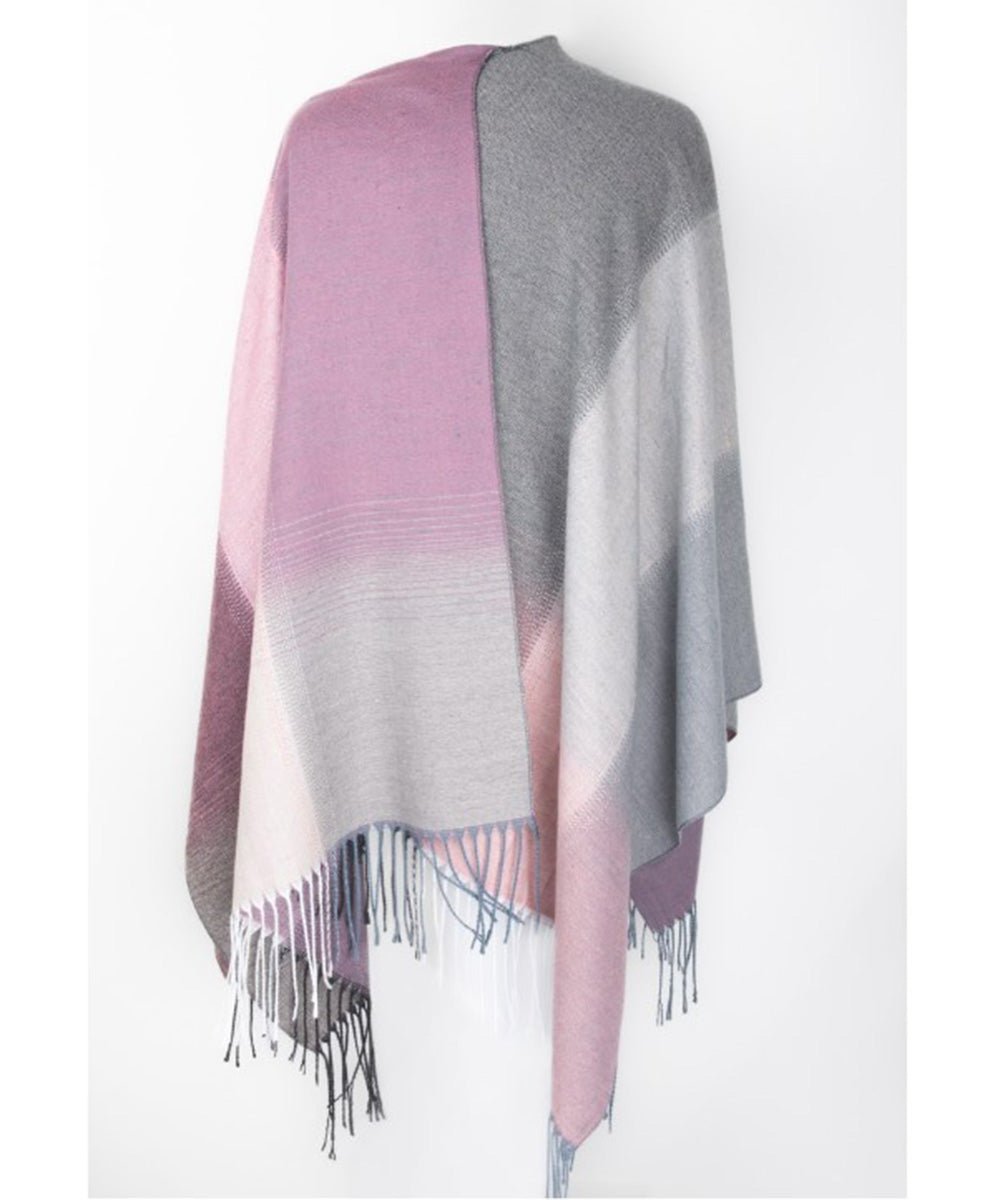 Ruana, Châle/cape réversible avec franges - Boutique Equinoxe