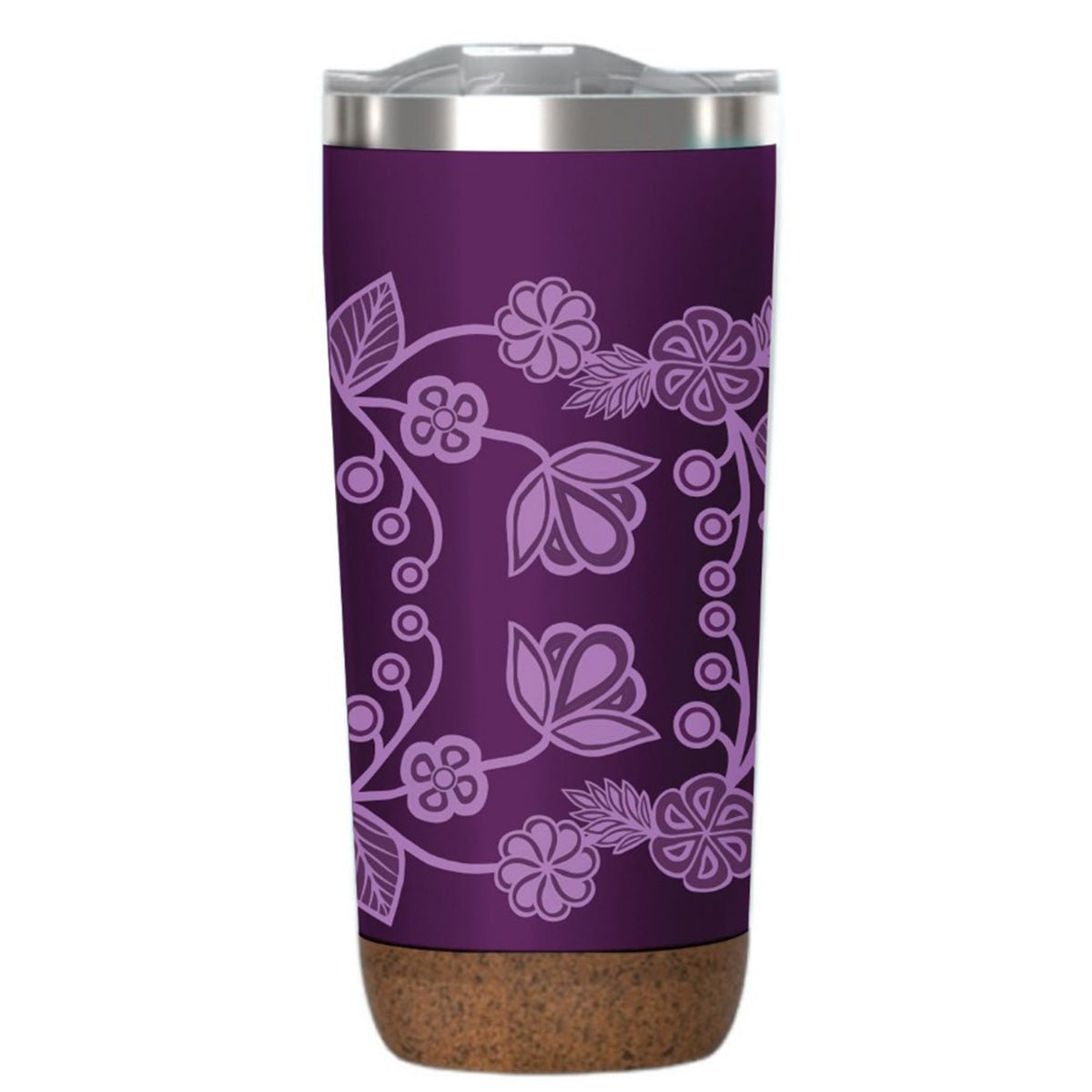 Tasse de voyage isolée, art autochtone, Fleurs Ojibwe - Boutique Equinoxe