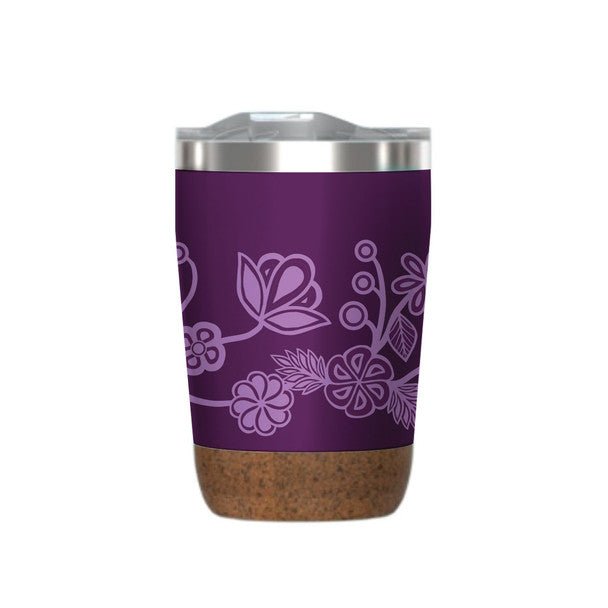 Tasse de voyage isotherme, 12 oz, art autochtone, Fleurs Ojibwe - Boutique Equinoxe