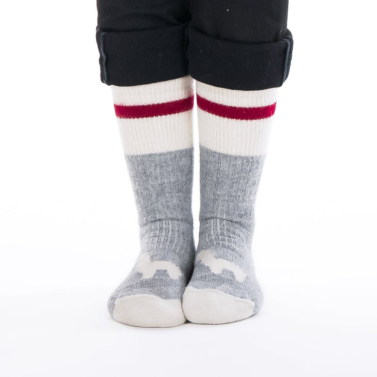 Bas en laine d'alpaga Tradition Gris - Fait au Québec - Boutique Equinoxe